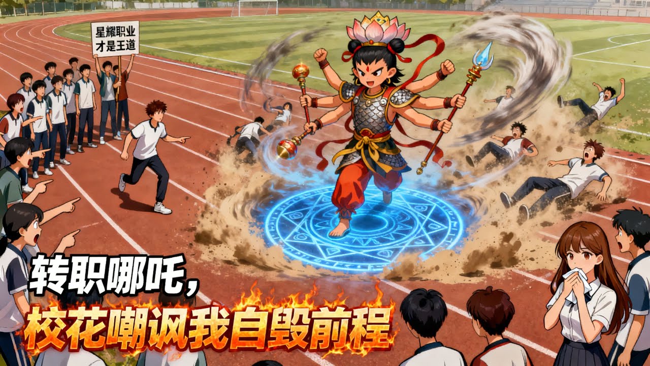 《轉職哪吒，校花嘲諷我自毀前程》李火元放棄星耀職業選了個小屁孩哪吒，全校都當他瘋了，直到神話典藏系統激活，八臂惡哪吒現世驚呆所有人！#漫畫解說#小說推薦#爽文#異能#無敵流#小左說漫