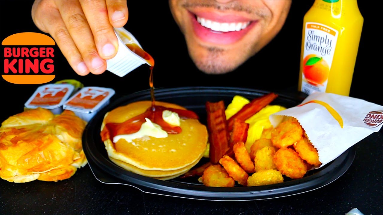 ASMR | BURGER KING BREAKFAST PANCAKES EGGS BACON HASHBROWNS | MUKBNAG NO TALKING JERRY EATING SHOW