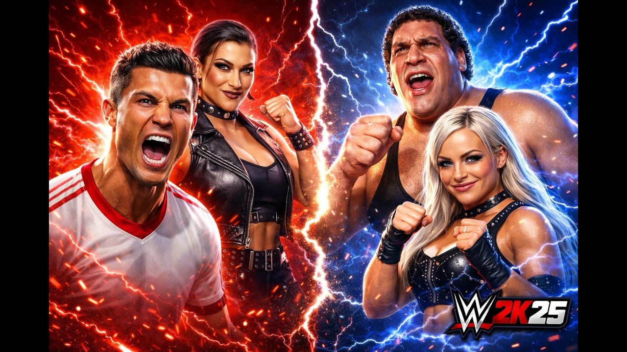 WWE 2K25 | Cr7 & Rhea VS Messi & Andre  Gaint | 18 mar P-2 #gaming #shortslive #shortsfeeds #shorts
