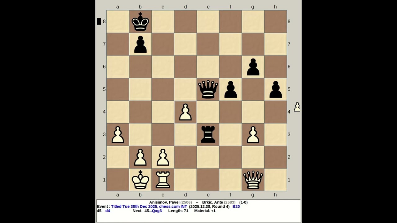 Anisimov, Pavel vs Brkic, Ante | Titled Tuesday 30th December 2025, chess com INT
