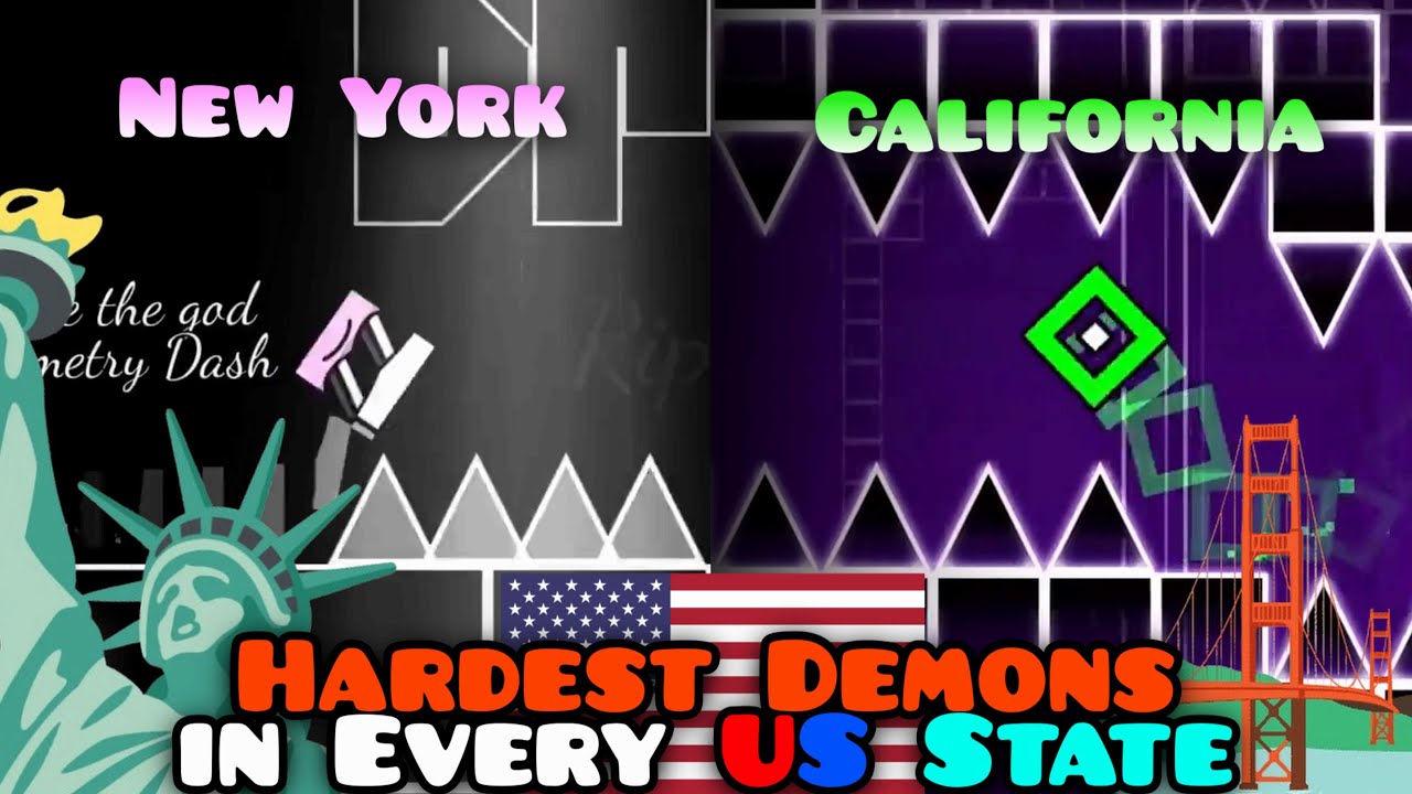 Сильнейшие демоны побеждены в каждом штате США | Geometry Dash [4K]