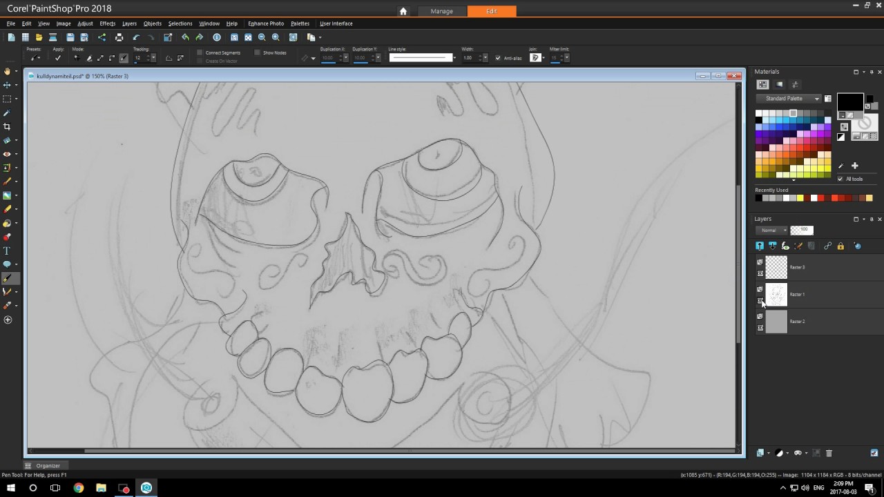 Outlining with the pen tool in PaintShop Pro