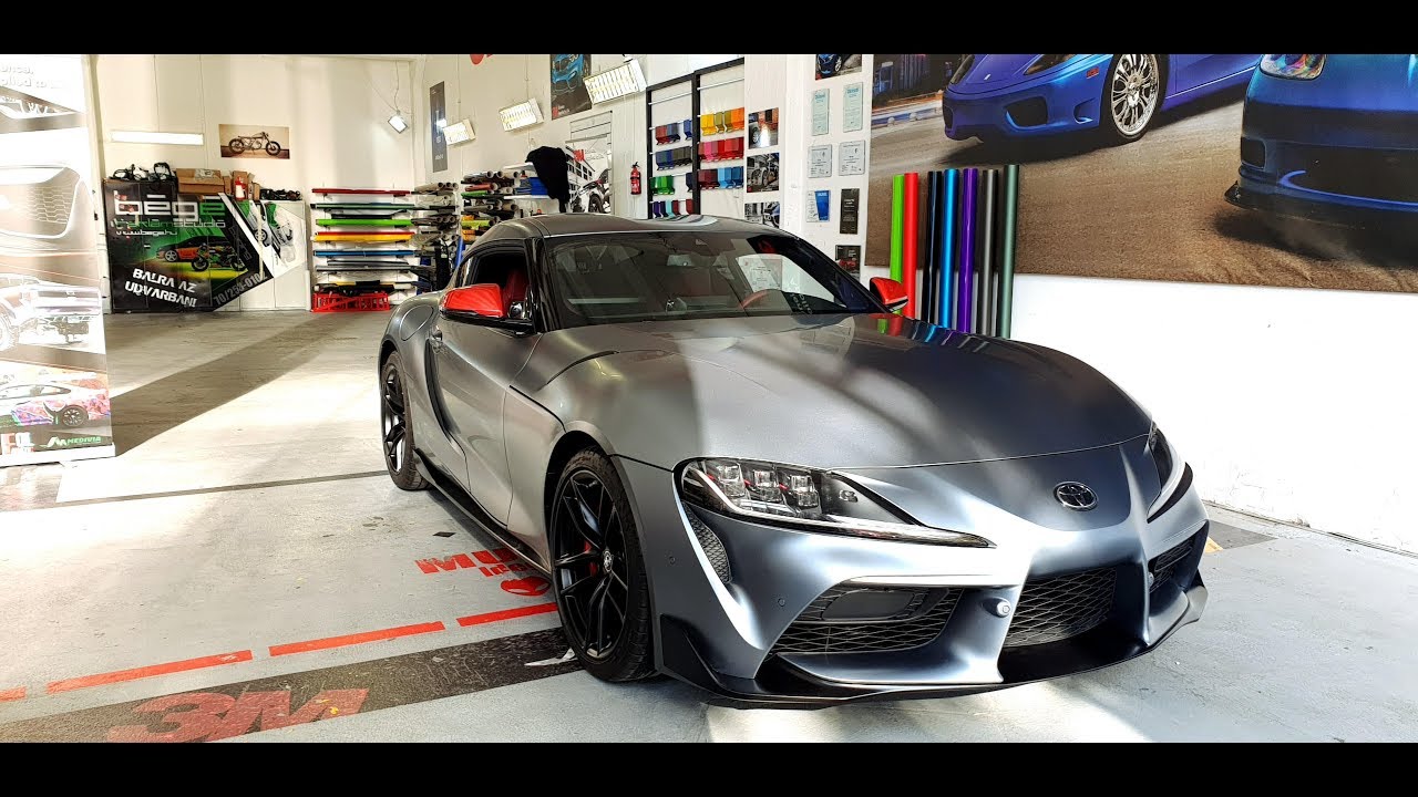 The new Toyota Supra full wrapped with matte paint protection film I kőv&eacute;dő f&oacute;li&aacute;z&aacute;s karossz&eacute;ria