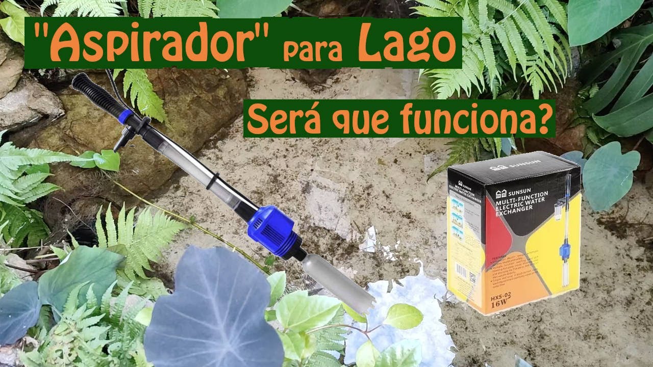 Aspirando o fundo do lago com um sifão elétrico SunSun HXS-02.