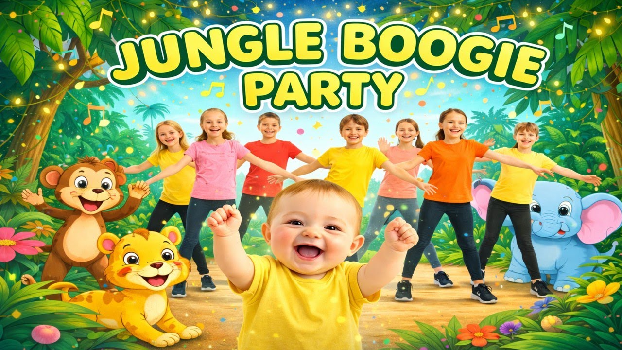 Jungle Boogie Party🐒🐒🌴 | Fun Animal Dance for Kids #rhymesforkids  #kidsrhymeschildrensongs #rhymes 