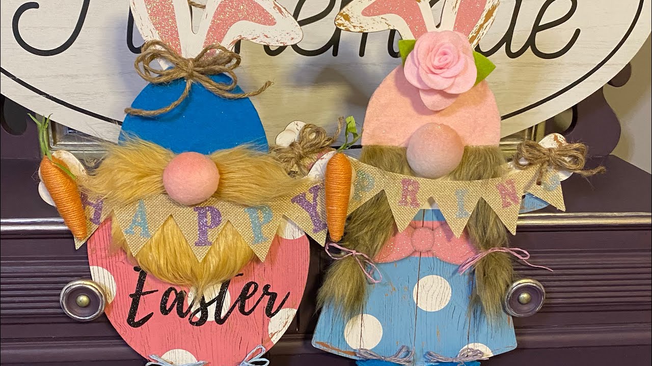Dollar Tree Bunny to Gnome plaque hack A DIY Easter Gnome It’s easy & fun but doesn’t cost a ton