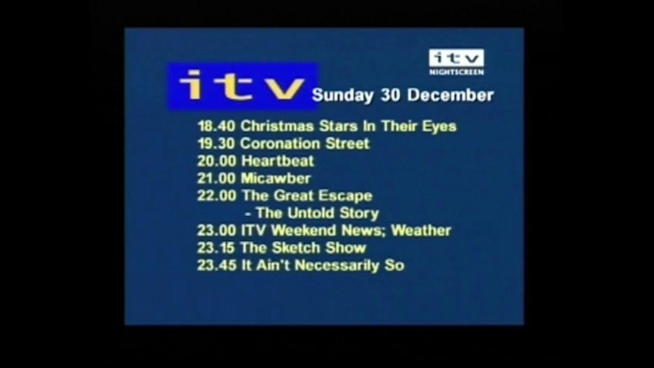 ITV Nightscreen - Sunday 30th December 2001