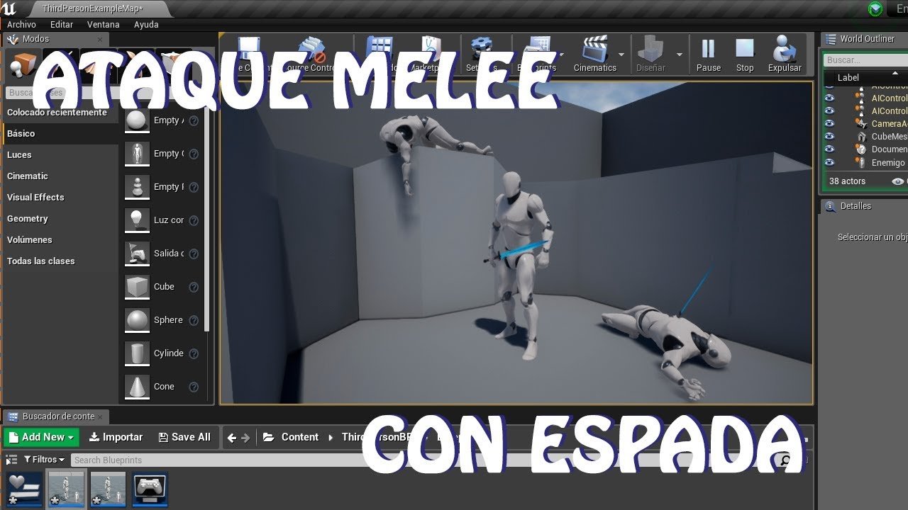 Unreal Engine 4: Ataque Melee con espada (español)