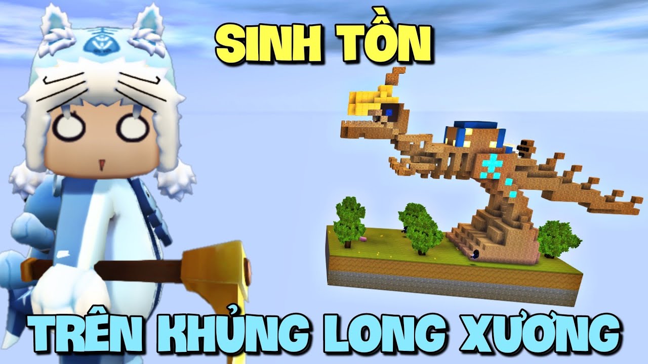 Thử thách sinh tồn trên đầu Khủng Long Xương trong Mini World | Meowpeo