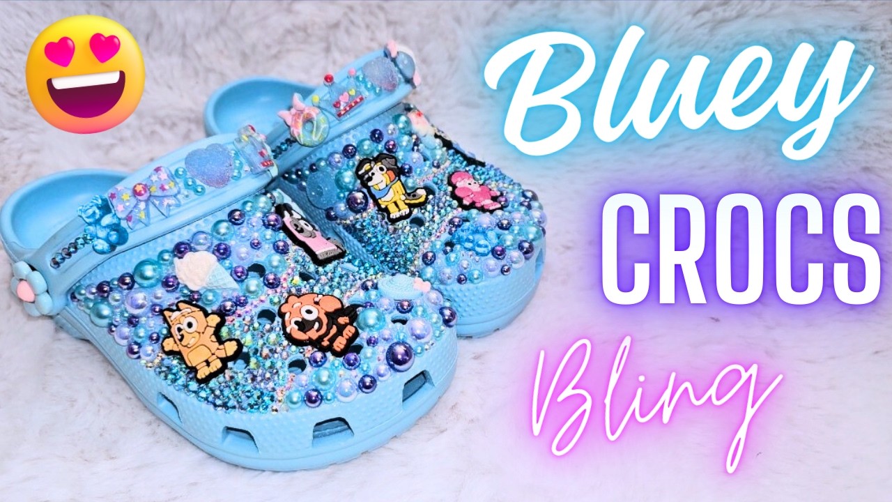 How to bling Crocs✨️ | Toddler bluey theme 💙 Back to school shoes!