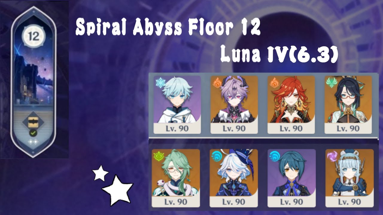 Spiral Abyss Floor 12 Luna 4(6.3) C6 Chongyun Plunge + C0 Baizhu Hyperbloom Genshin Impact