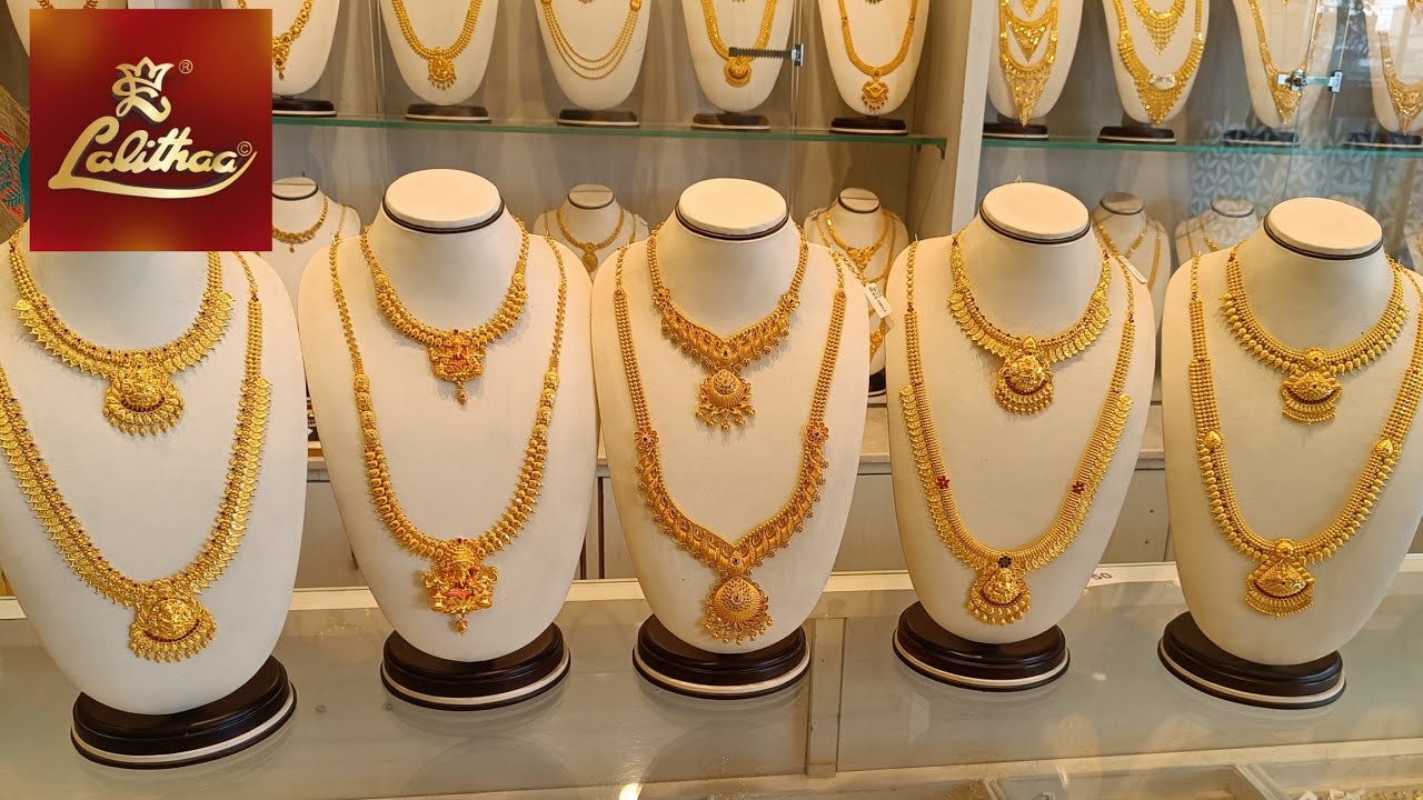 Lalithaa Jewellery Light Weight Haram& Necklace Collections With Grams/Rajkot/Kerala/Bombay/kolkata