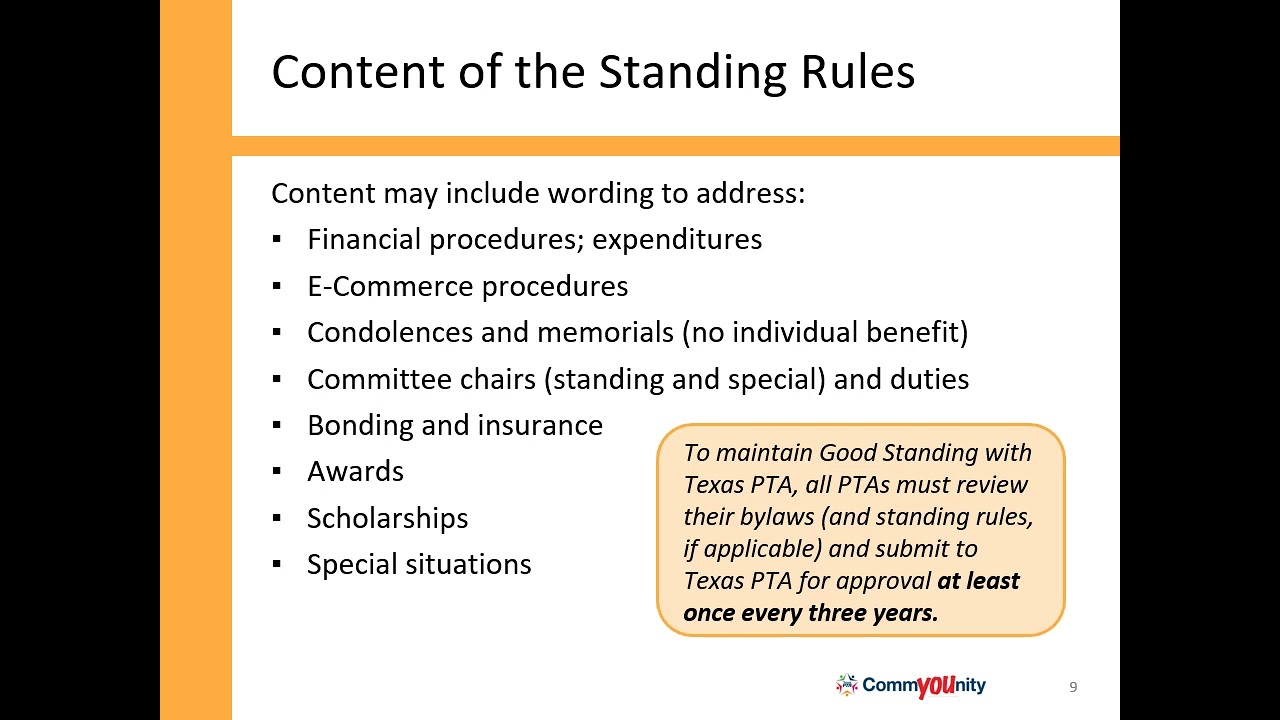 SPOTLIGHTS: Your PTA Standing Rules