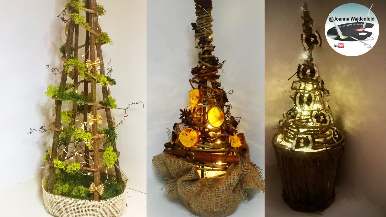 3 patyczkowe choinki na ostatnią chwilę 3 LAST MINUTE TWIGS CHRISTMAS TREES Pomysły plastyczne DiY