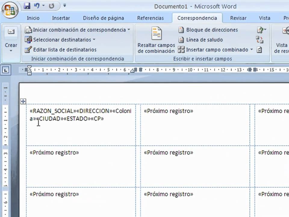 Simplexcel - Combinar Correspondencia - Impresion de etiquetas