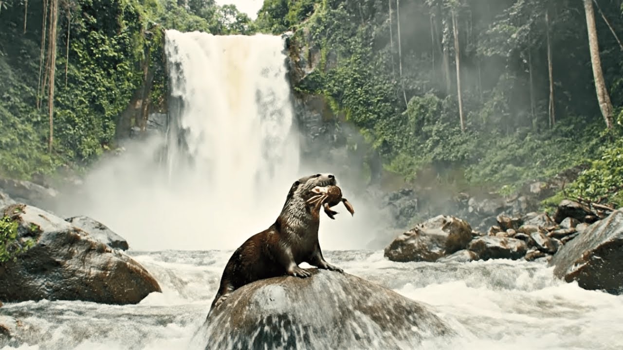 Passeio Relaxante na Amazônia: Duelo Territorial de Animais Selvagens, Ariranhas