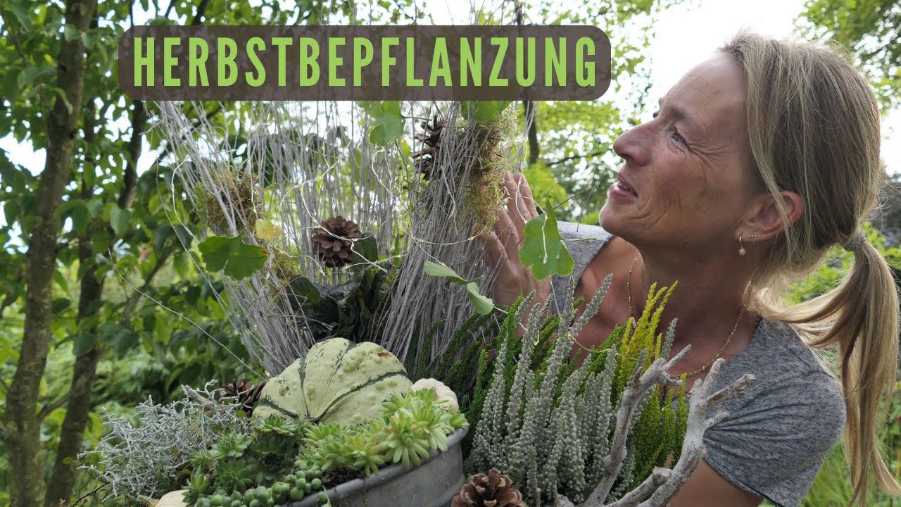 DIY Herbstbepflanzung mit Heide & Stacheldraht 🍂🍁 2 Stufen Bepflanzung mit Ästen & 🎃 Kürbissen