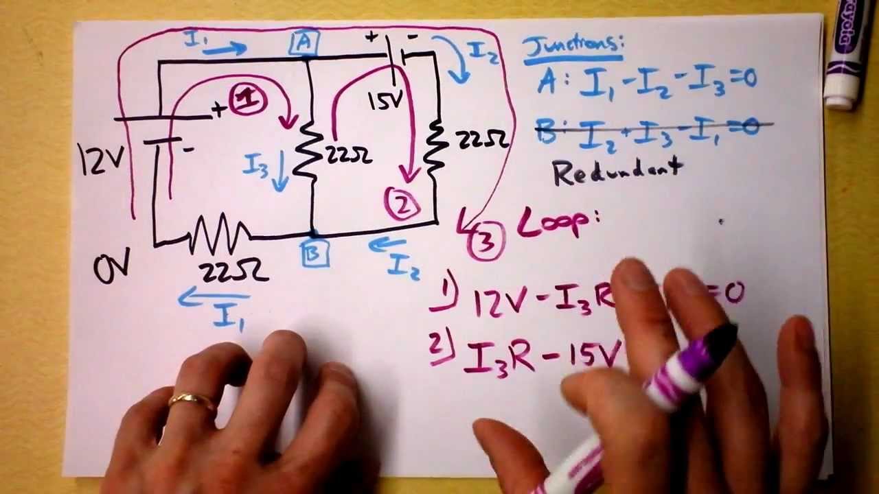 Kirchhoff's Rules (Laws) Worked Example | Doc Physics