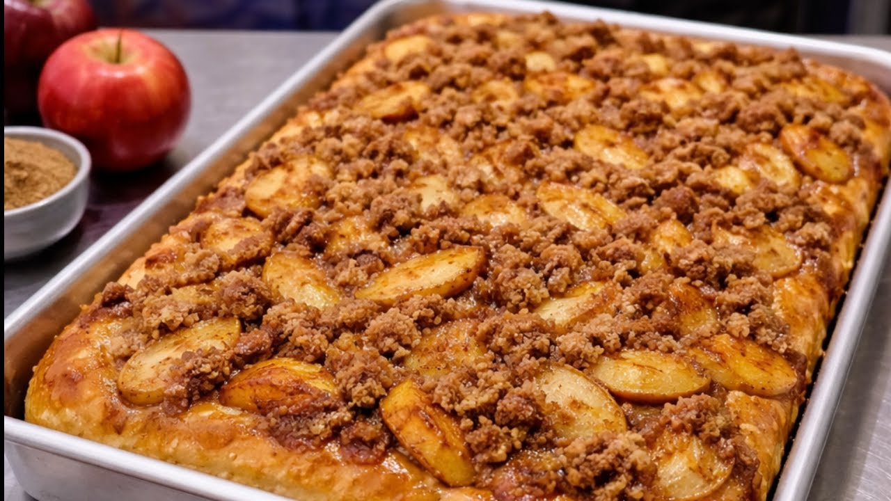 PARTE 02 focaccia de manzana caramelizada y canela con streussel