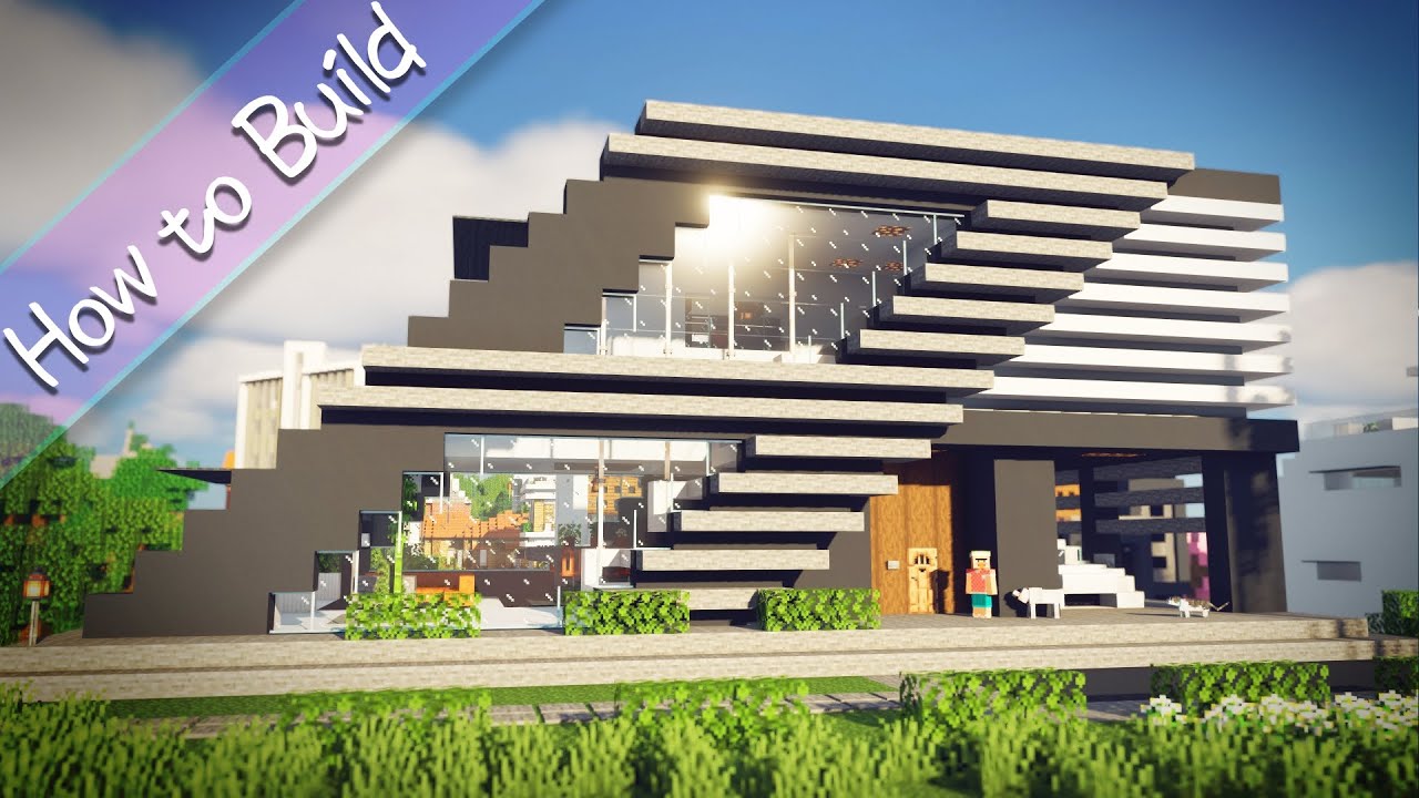 [OSHACRA] Part93 How to build Diagonal Modern House last building/おしゃクラ！斜めなモダンハウスの作り方 ラスト(Minecraft)