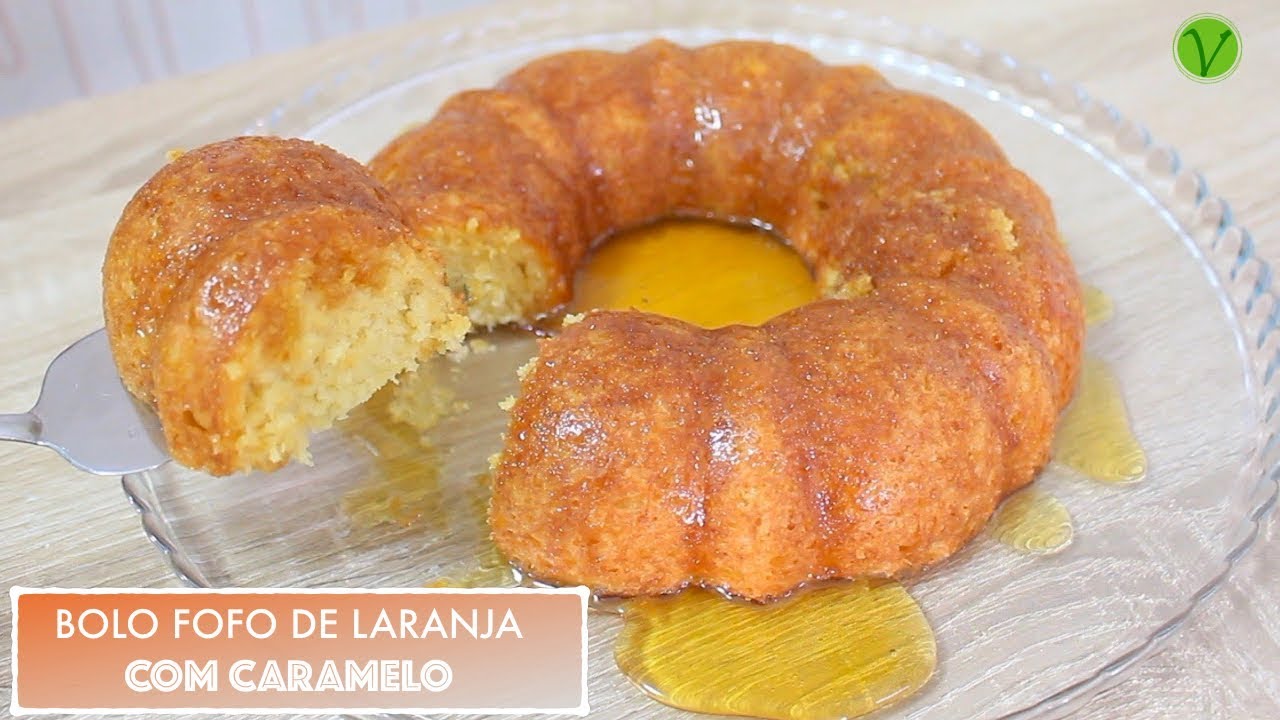 BOLO FOFO DE LARANJA COM CALDA DE CARAMELO #572 | Receitas da Mussinha