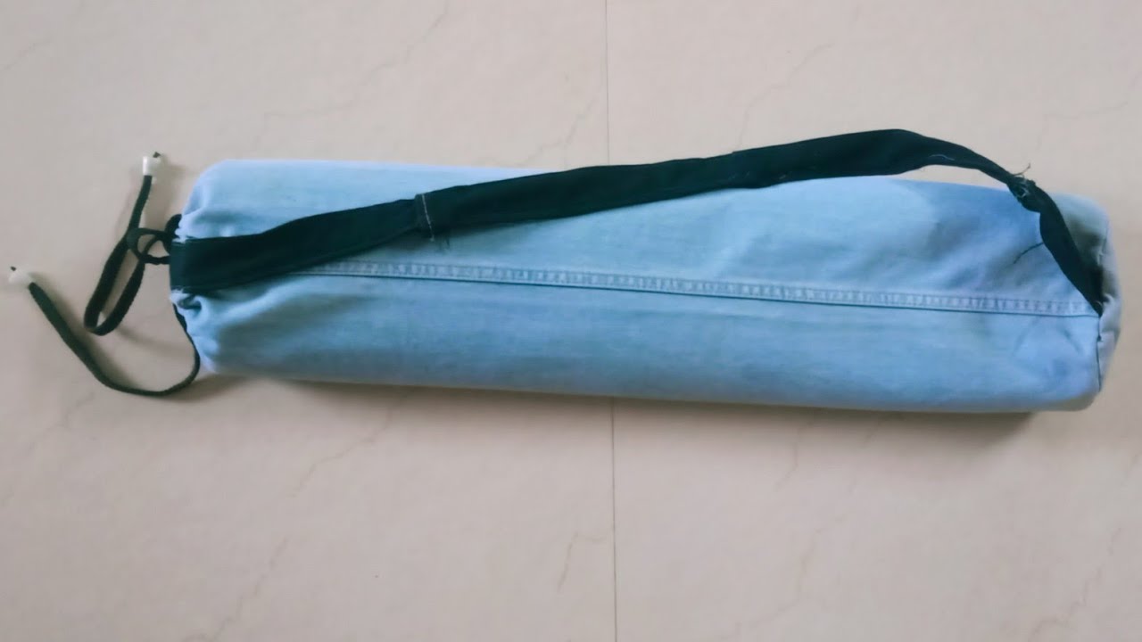How to make best use of old jeans? Turn them in to Yoga mat cover.DIY jeans yoga mat cover.