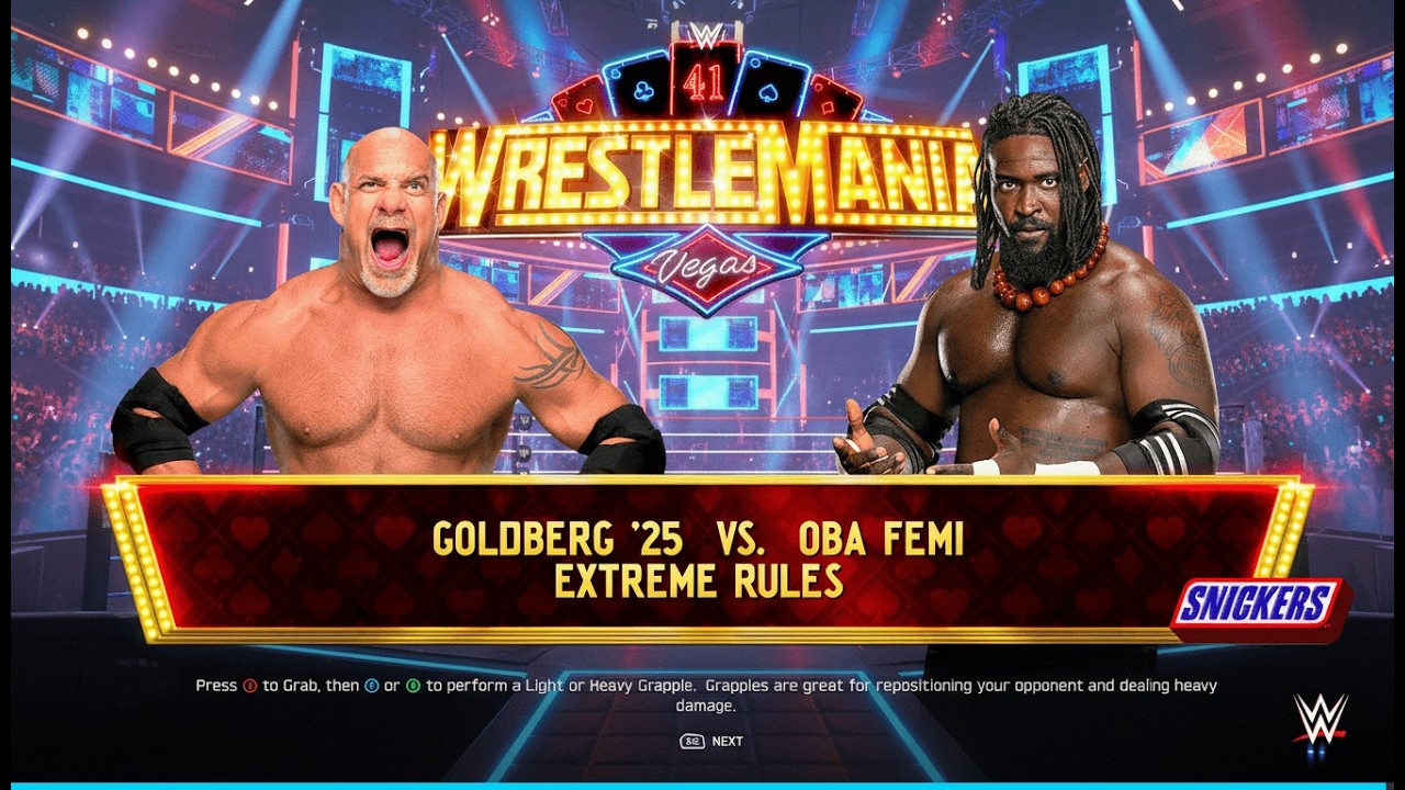 WWE 2K25 - Голдберг против Оба Феми - Анализ поединка силы и скорости!