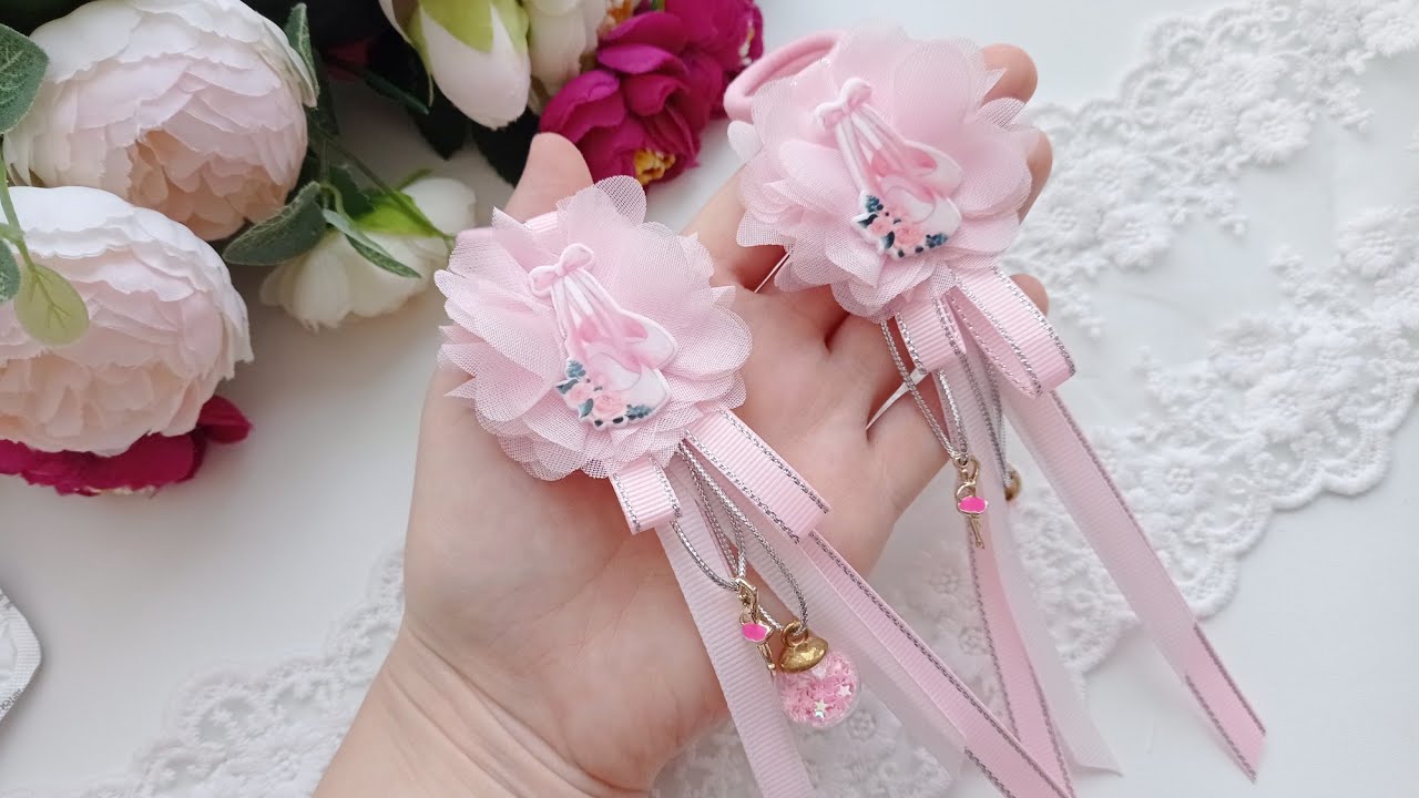 Бантики-водопады🎀 Бантики из репсовой ленты и шифона🎀 #канзашиотнаташи #мк #водопады #бантикиизлент
