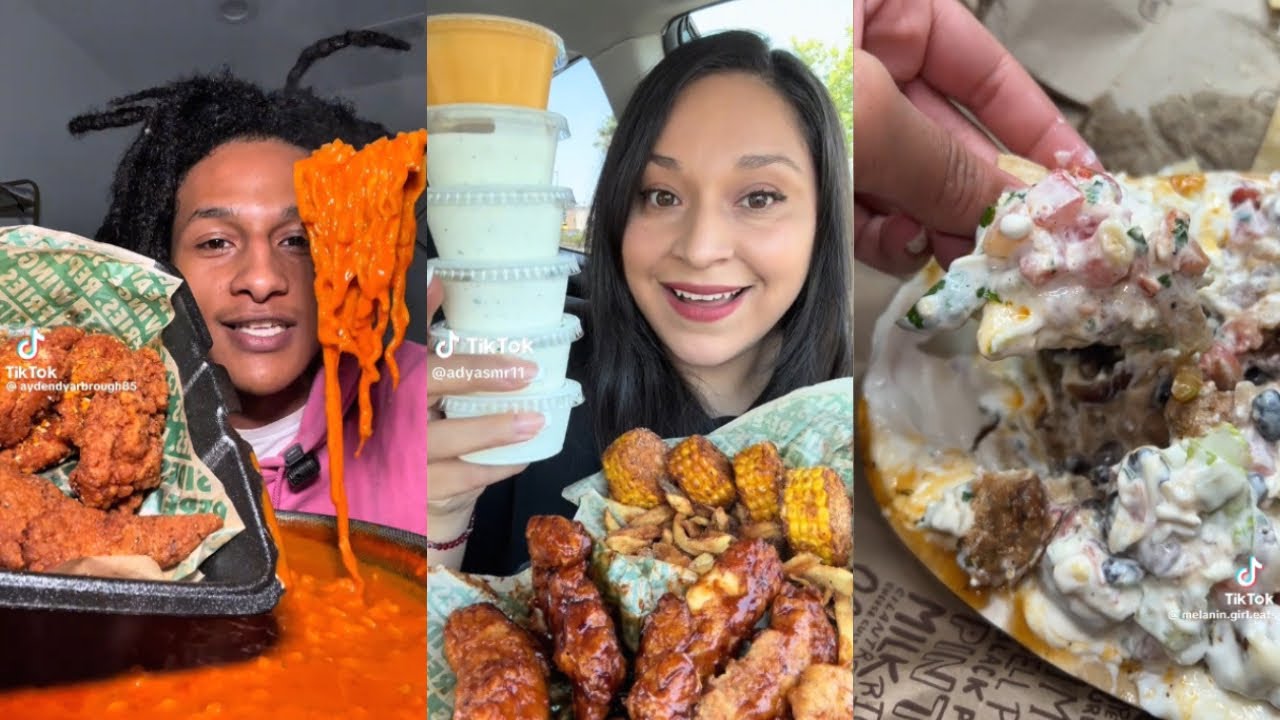 WINGSTOP, CHIPOTLE AND BULDAK MUKBANG TIKTOK COMPILATION ❥❥