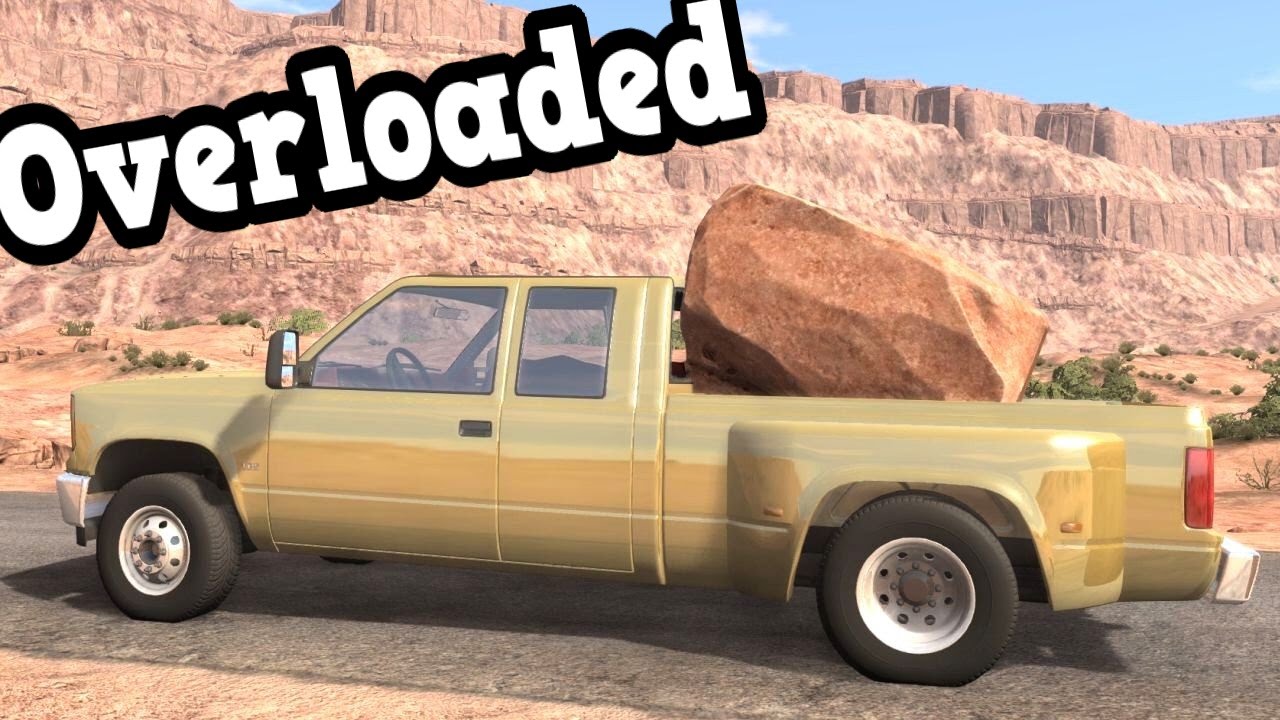 BeamNG Drive - Dually Overloaded With a 4848 Kg Rock