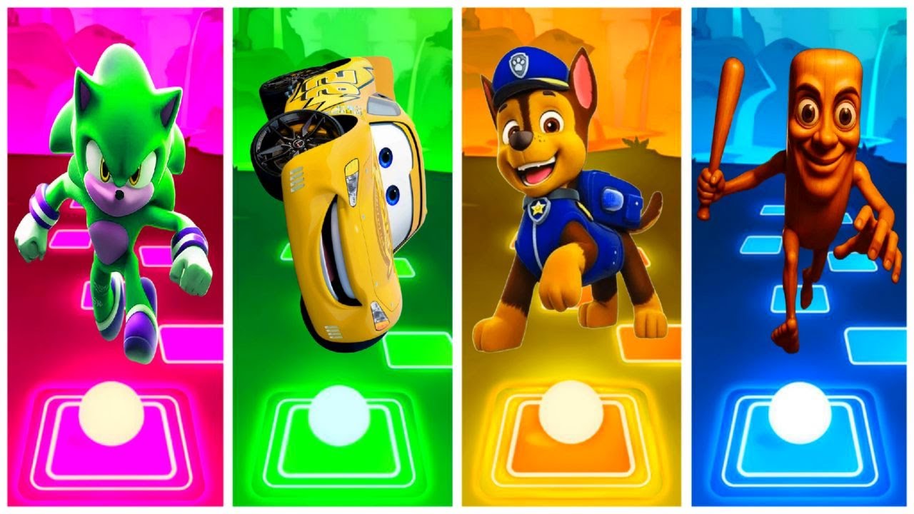 Sonic 🆚 Yellow Lighting McQueen 🆚 Chase Patrol PAW 🆚 Tung Tung Tung Sahur 🎶 TilesHop EDM Rush
