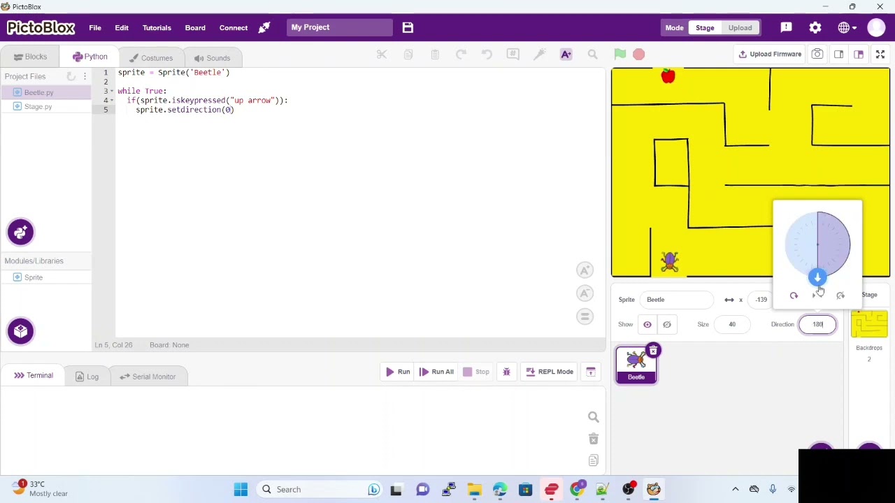 Activity2: Beattle Maze game in python using STEMpedia