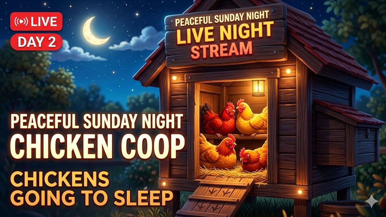 Peaceful Sunday Night Chicken Coop 🐔🌙 | Chickens Going To Sleep (Live Night Stream  Day 2)
