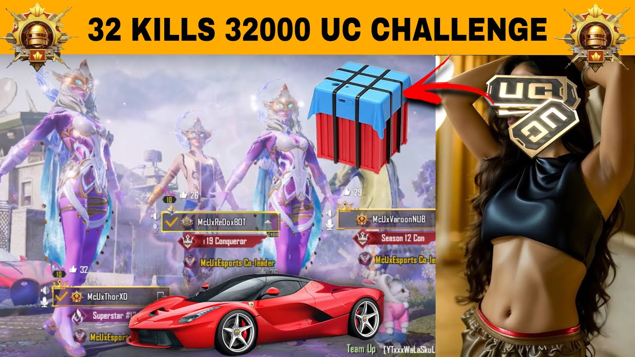 FINALLY I GOT 32000 UC CHALLENGES😨 | RANDOM GIRL CHALLENGE ME FOR 32 KILLS WITH CHICKEN DINNER😱