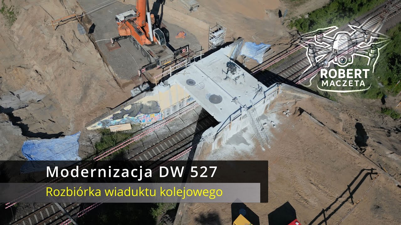 Rozbiórka wiaduktu | Modernizacja DW 527, ulica  Warszawska | Olsztyn | 2.07.2025 | Widok z drona 4K
