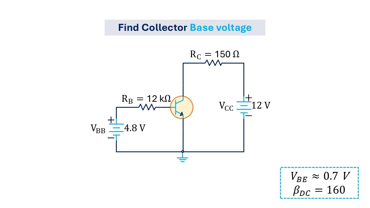 Biased BJT Collector Base voltage Calculations #electricalengineeringxyz