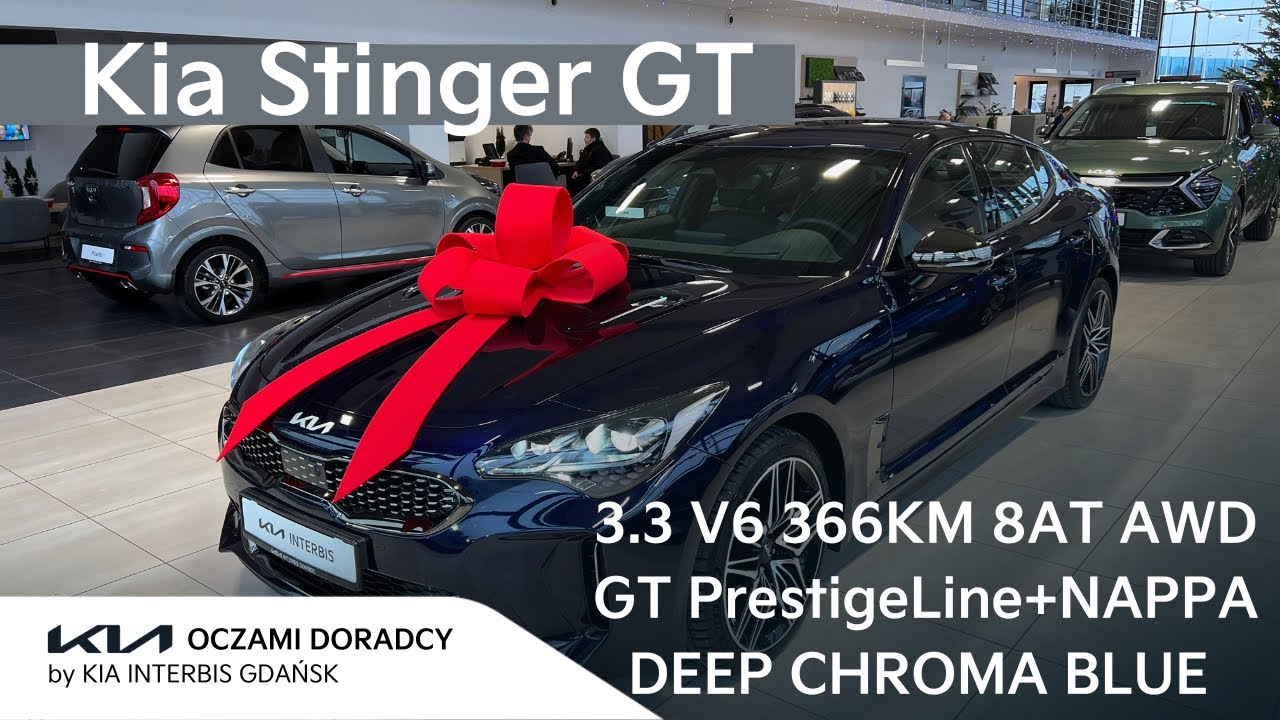 Kia Stinger GT [3.3 V6 366KM 8AT AWD] wersja GT + PrestigeLine + NAPPA w kolorze DEEP CHROMA BLUE