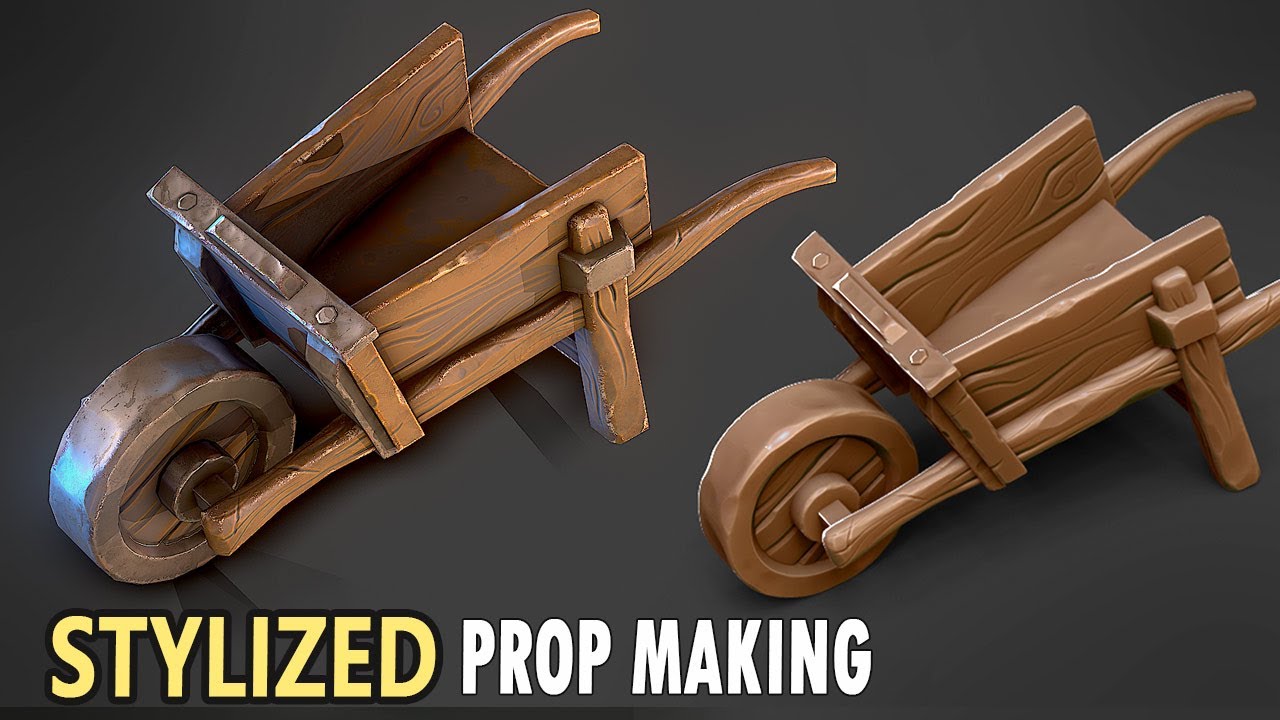 Stylized Wheelbarrow - Autodesk Maya, Zbrush, Substance 3D Painter - Making of