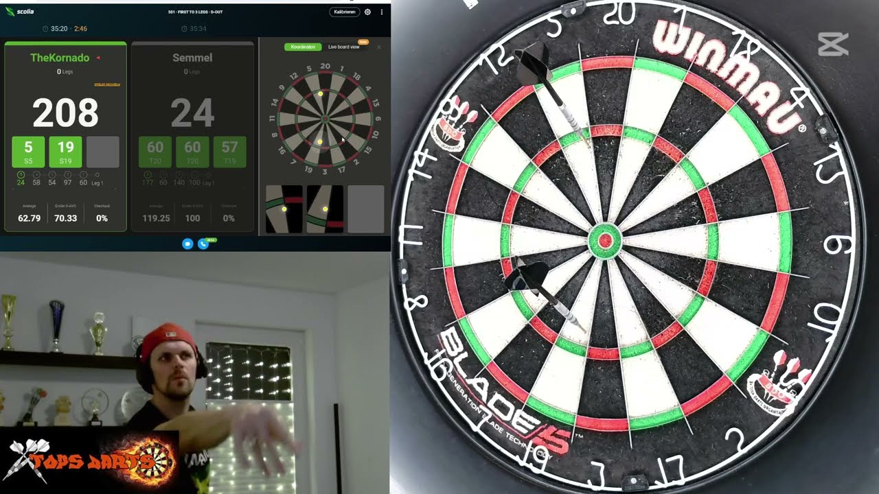 Dart Scolia online 4tel Finale Turnier#5 90 Avg 