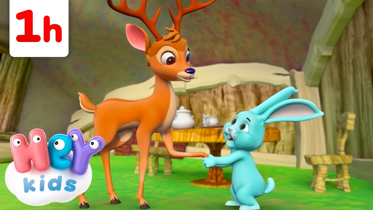 Dans sa maison un grand cerf 🦌 | Chansons avec des animaux pour Enfants | HeyKids en Français