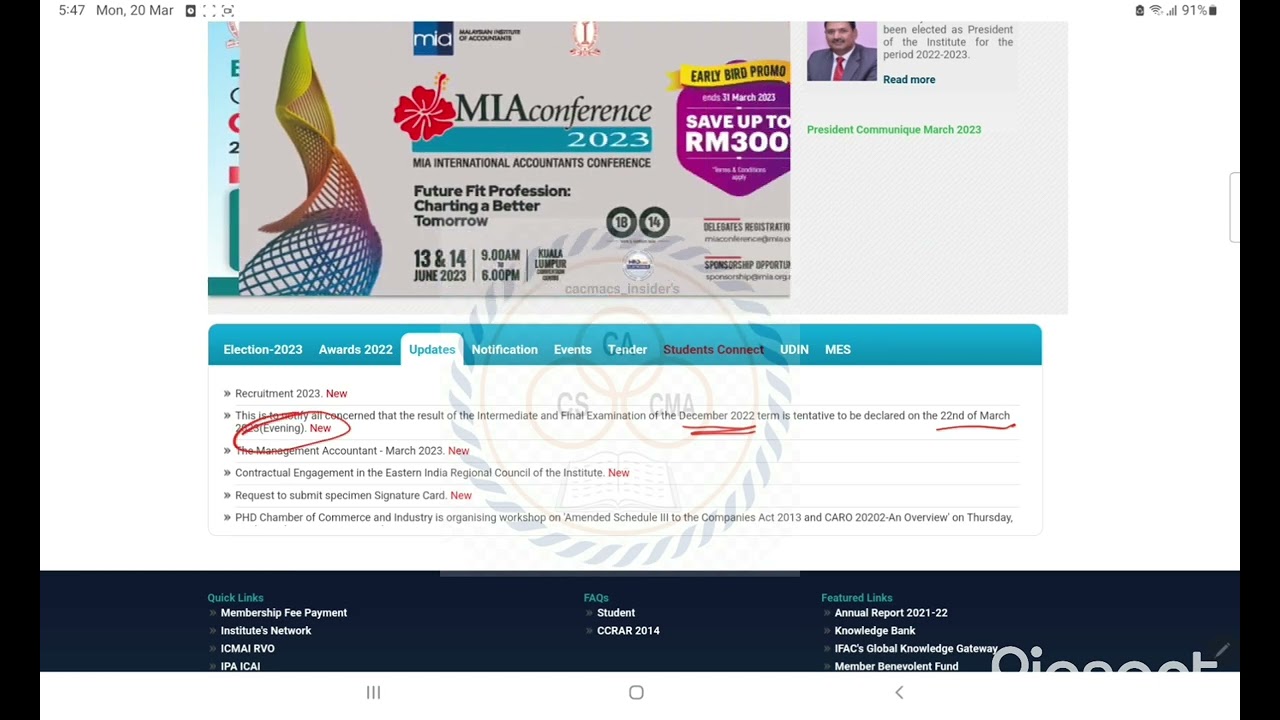 ICMAI: Important announcements #cma