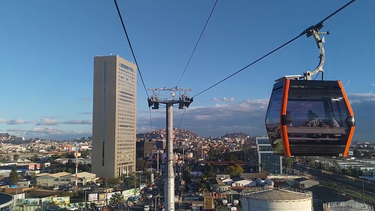 Riding Téléphérique 🚡 from Station Ivandry S5 to Station Ankorondrano S4 - Aerial view of Tana