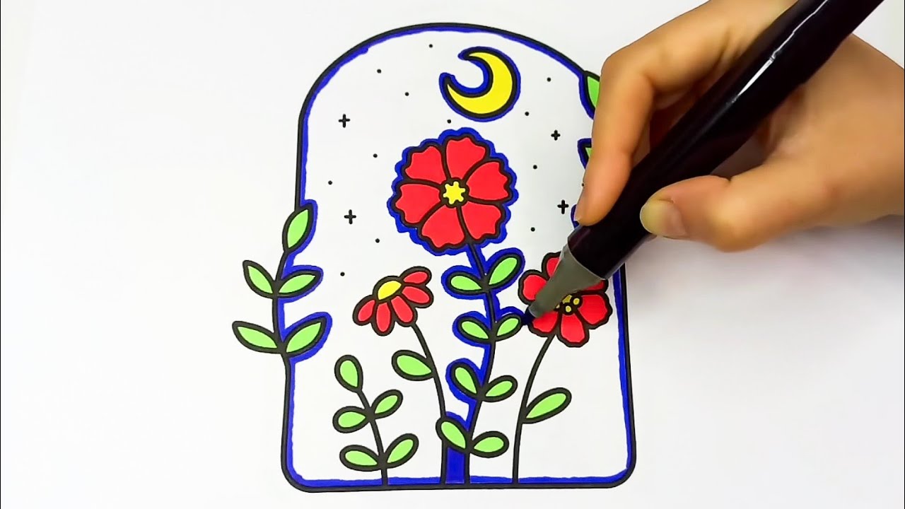 Relaxing coloring video with art markers
