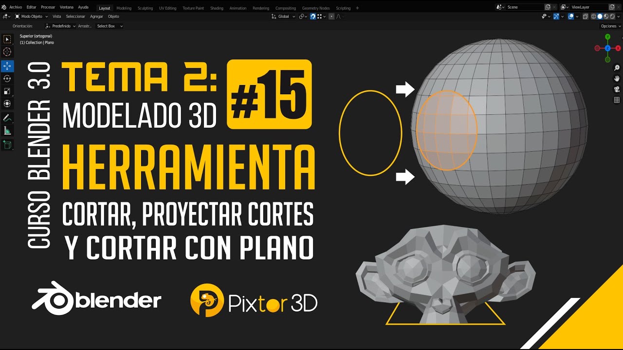 Blender tema 2 clase 15 - Herramienta cortar con plano y proyectar cortes
