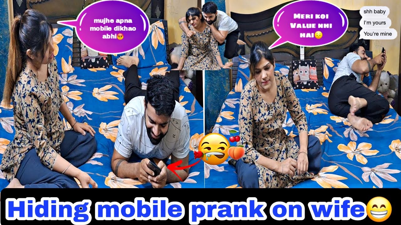Hiding mobile prank on wife🤣 || Kalesh ho gya😮‍💨 || Epic Shocking Reaction🤪 #viral #prank #comedy