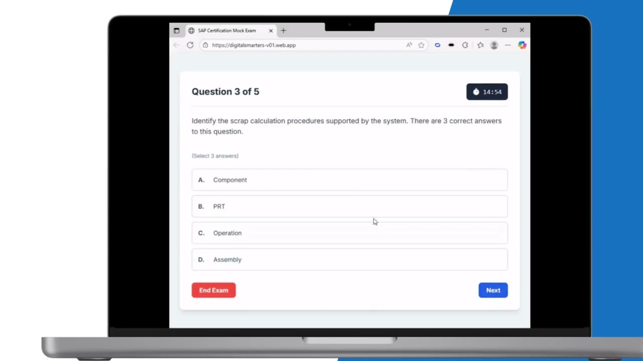 SAP Exam Simulator - Production Planning C_TS422