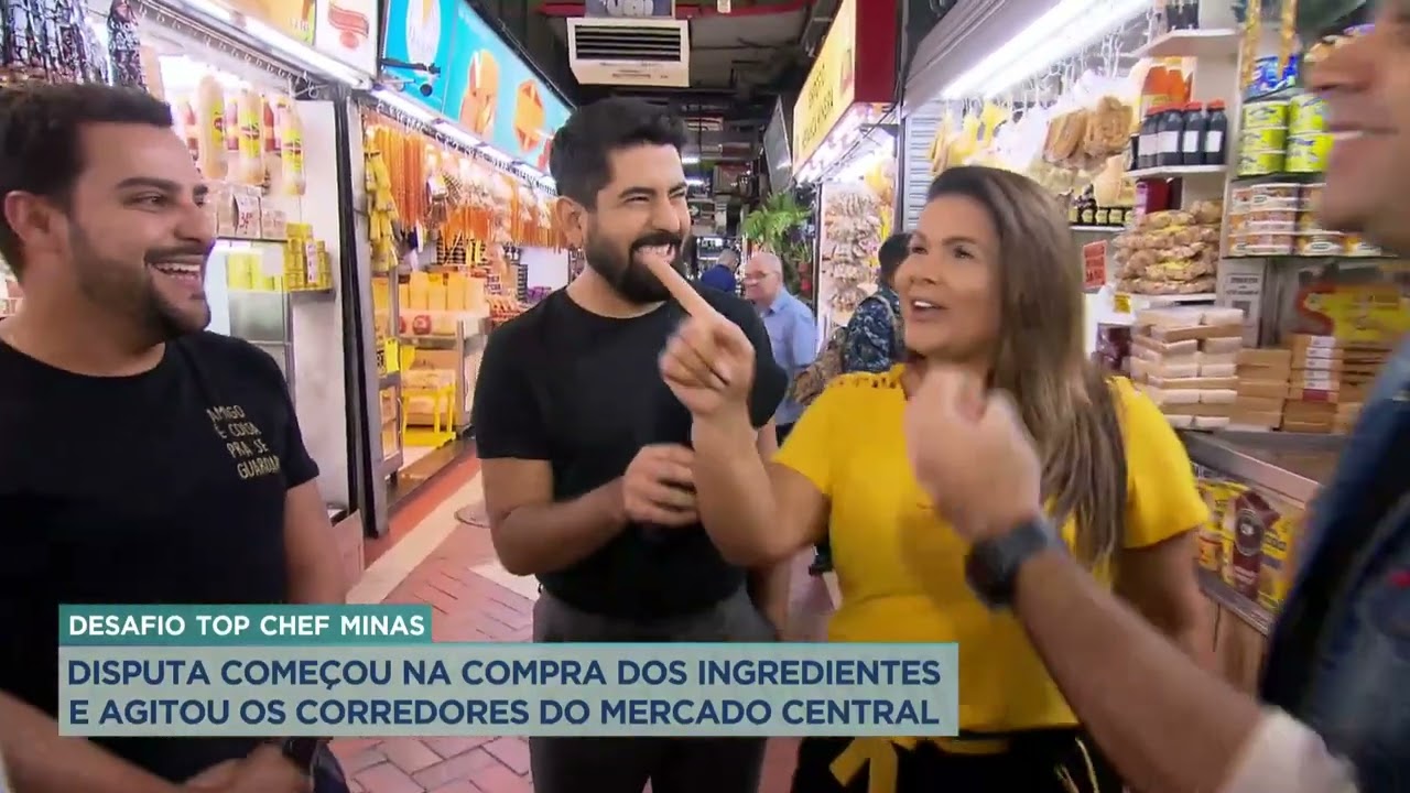 Apresentadores e repórteres da Record TV Minas compram ingredientes para desafio Top Chef