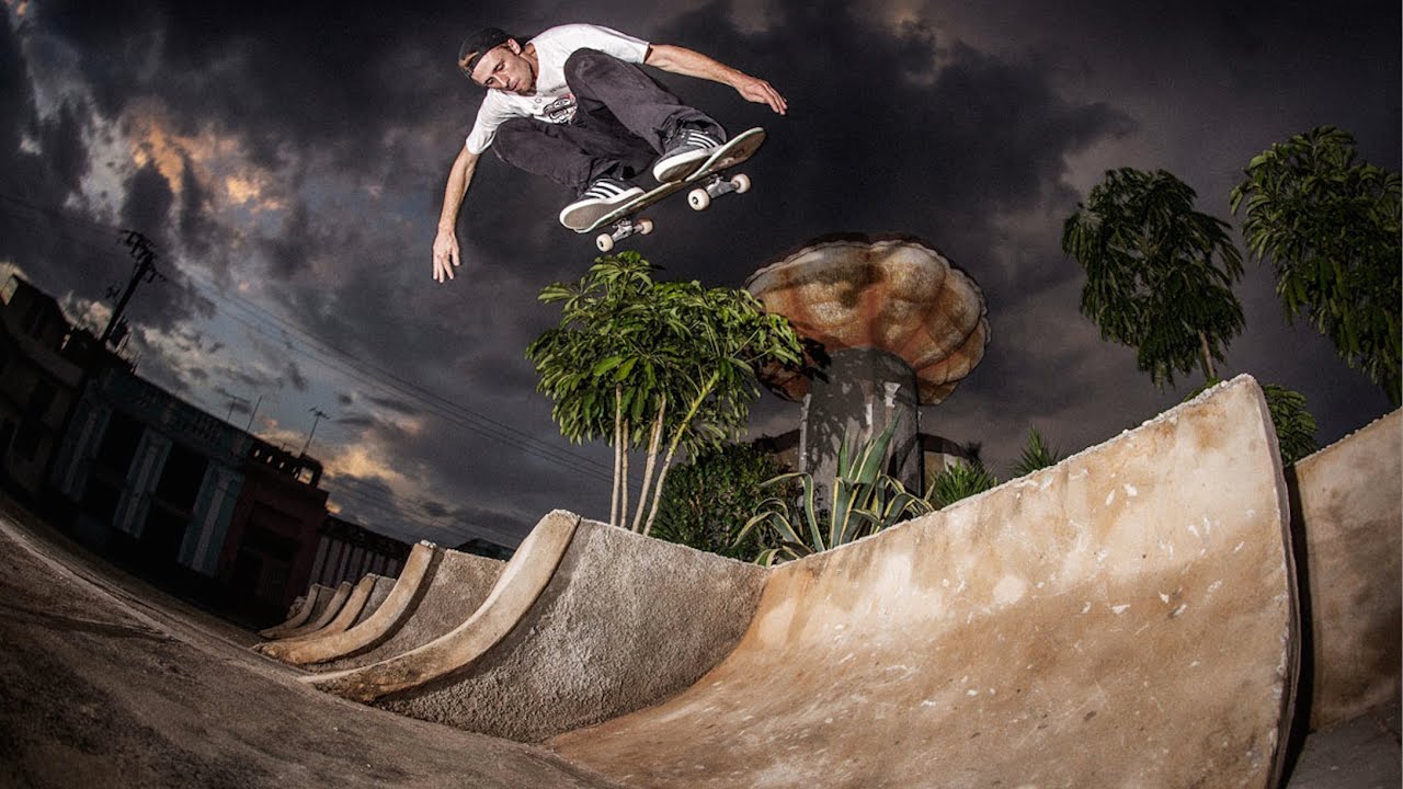 Skating untouched street features in Cuba