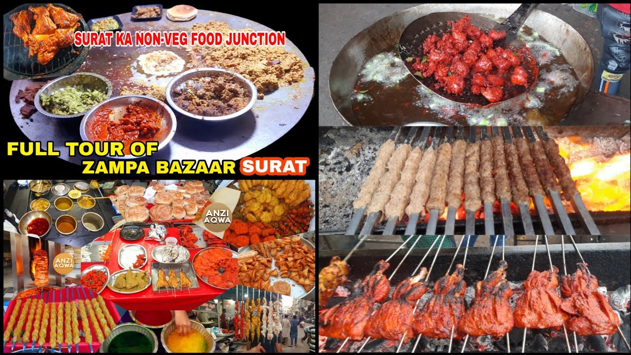 Surat Best Non Veg Street Food Market in Zampa Bazaar for 365 Days | indian non veg Street Food