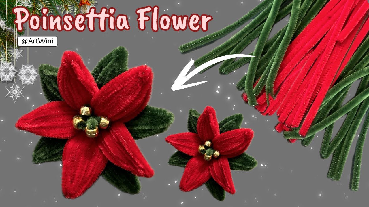DIY Poinsettia Christmas Flower With Pipe Cleaners @ArtWini